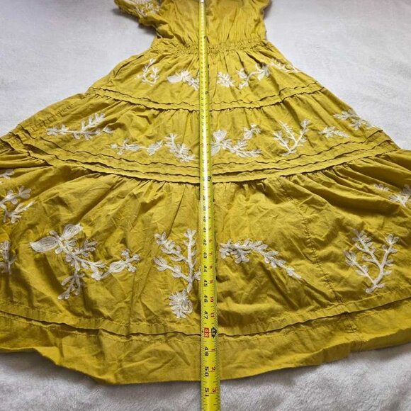 M By Anthropologie The Somerset printed maxi dress yellow embroidered flowers - Picture 11 of 11